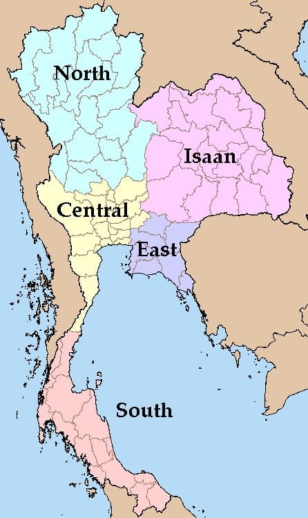 5 Regions of Thailand